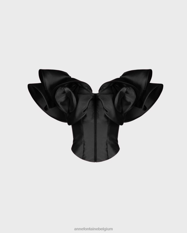 Anne Fontaine vrouwen ode corset corsettopje met overdreven ruches kleding zwart 06TRT253