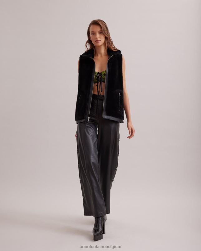 Anne Fontaine vrouwen passion top geborduurde corset top met pailletten en fluwelen lint kleding zwart groen 06TRT284