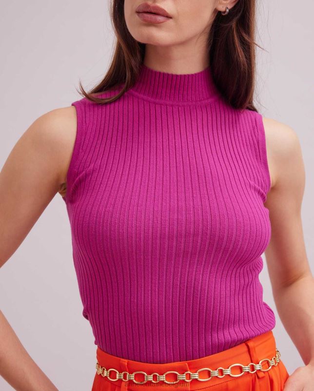 Anne Fontaine vrouwen solo top mouwloze coltrui met col kleding roze 06TRT296