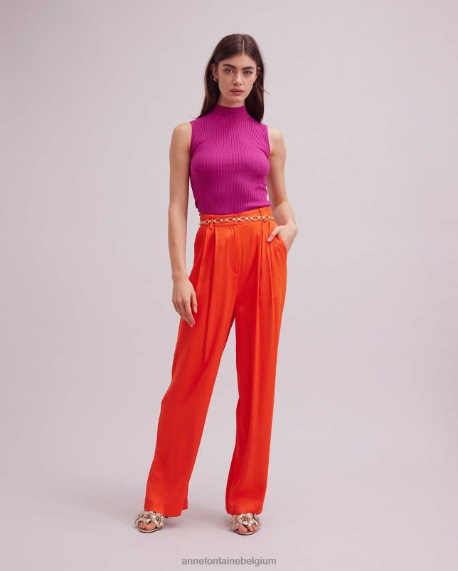 Anne Fontaine vrouwen solo top mouwloze coltrui met col kleding roze 06TRT296