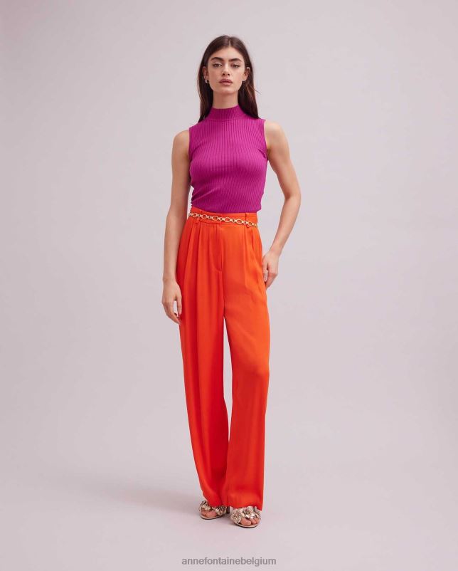 Anne Fontaine vrouwen solo top mouwloze coltrui met col kleding roze 06TRT296