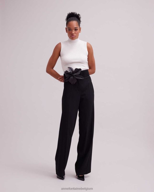 Anne Fontaine vrouwen solo top mouwloze gebreide coltrui met opstaande kraag kleding wit 06TRT269