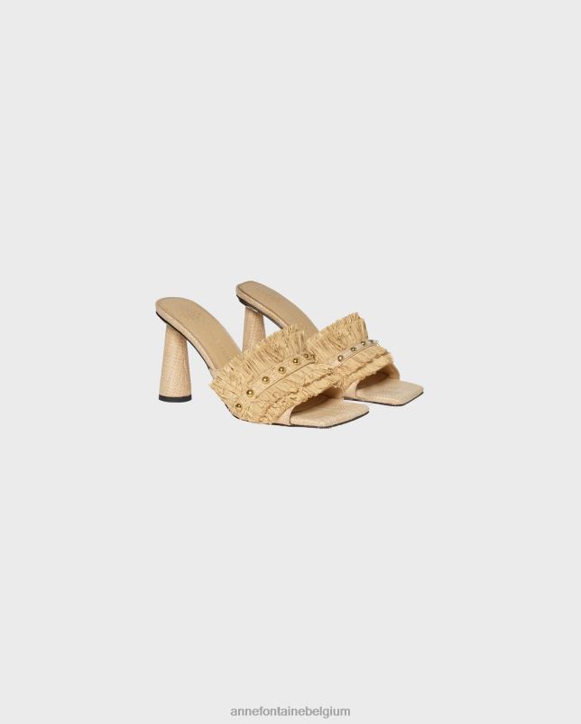 Anne Fontaine vrouwen Alvar hakken van natuurlijk leer met raffia-ruches schoenen goud 06TRT40