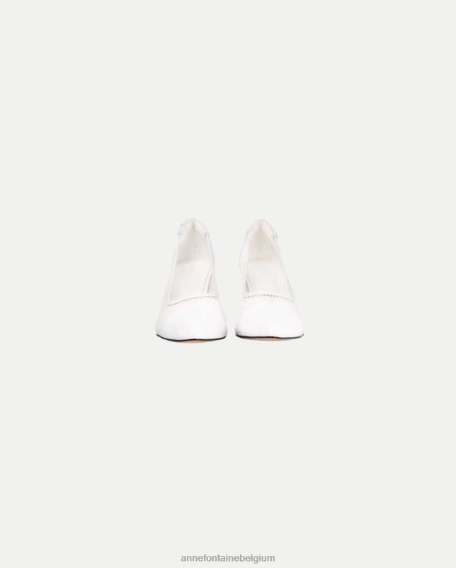 Anne Fontaine vrouwen Basilia leren pump met mesh body en verwijderbare bloemen schoenen wit 06TRT53