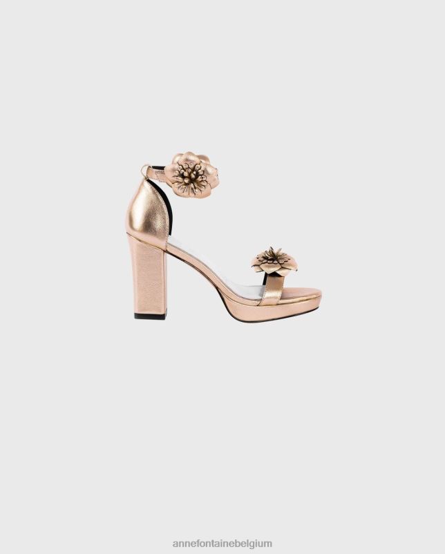 Anne Fontaine vrouwen Franny heel metallic hakken met verwijderbare bloemen schoenen goud 06TRT49
