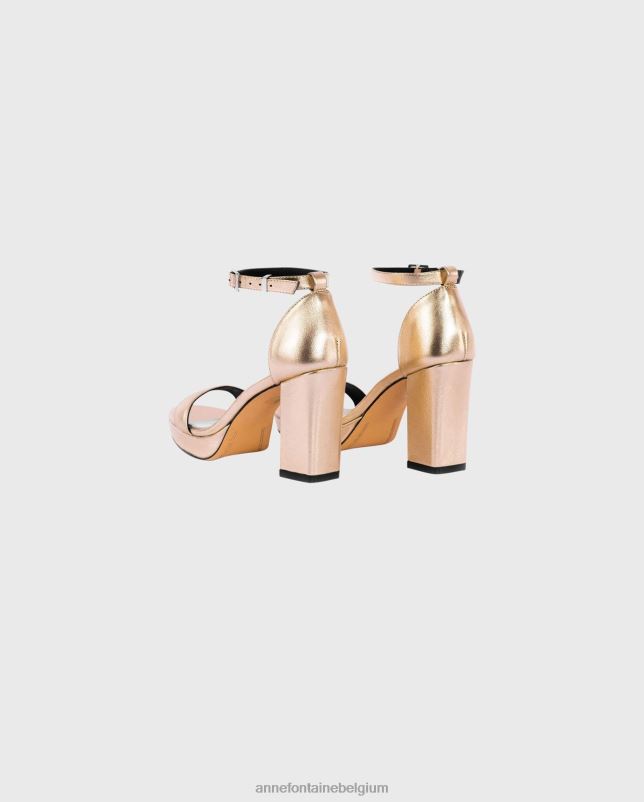 Anne Fontaine vrouwen Franny heel metallic hakken met verwijderbare bloemen schoenen goud 06TRT49
