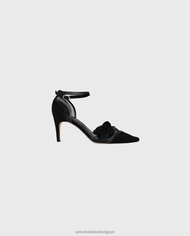 Anne Fontaine vrouwen Gisella-orsay hielpomp met suède en mesh details schoenen zwart 06TRT47