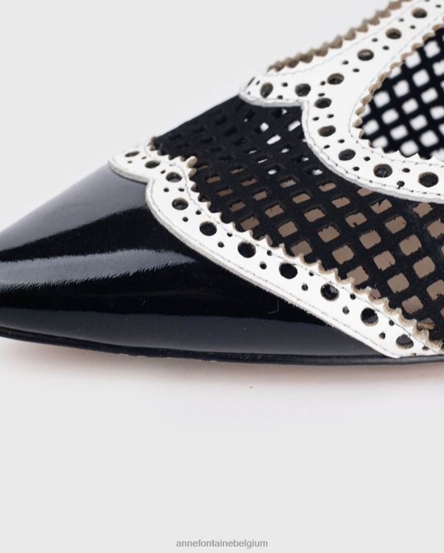 Anne Fontaine vrouwen Hemingway-hak lakleren T-strap-hiel afgezet met oogje schoenen wit 06TRT54