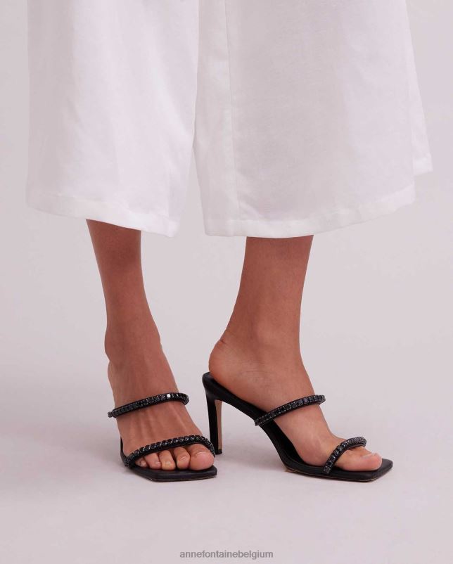 Anne Fontaine vrouwen Jasmina-hakslip-on-hak met verfraaide kristallen schoenen zwart 06TRT28