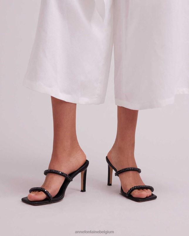 Anne Fontaine vrouwen Jasmina-hakslip-on-hak met verfraaide kristallen schoenen zwart 06TRT28