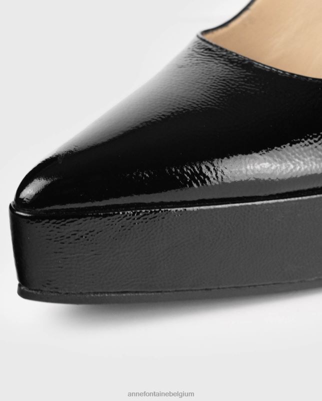 Anne Fontaine vrouwen Lakleren schoen met idylle hak en gestapelde hak schoenen zwart 06TRT57