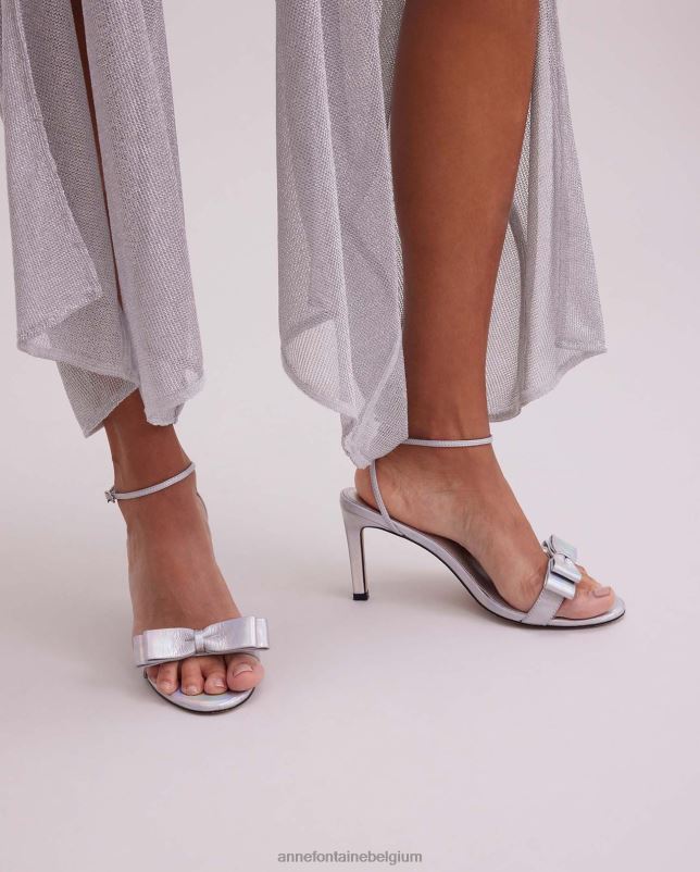 Anne Fontaine vrouwen maria hak iriserende hoge hak met strikdetail schoenen zilver 06TRT42