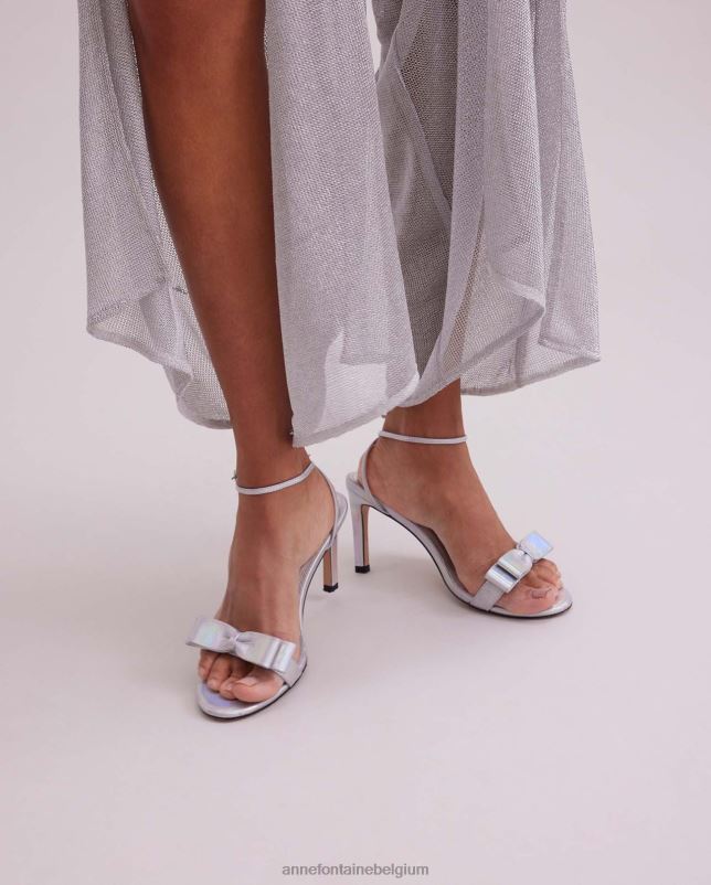 Anne Fontaine vrouwen maria hak iriserende hoge hak met strikdetail schoenen zilver 06TRT42