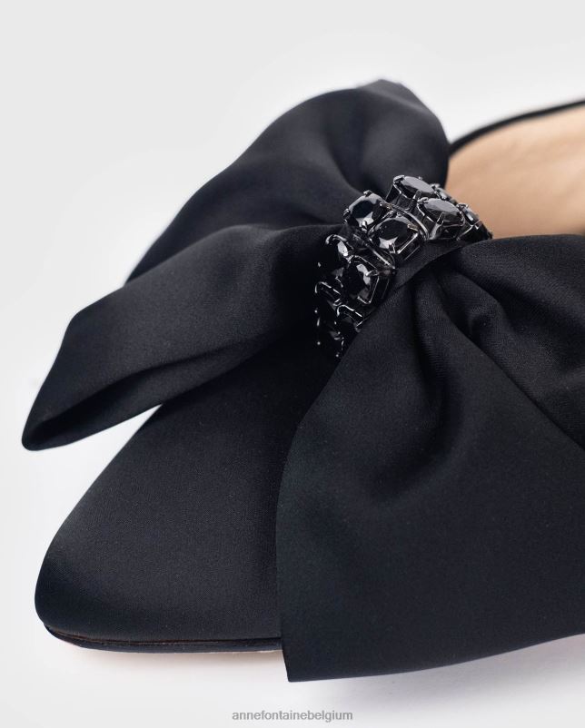 Anne Fontaine vrouwen revue-hak open hiel met strik en kristallen details schoenen zwart 06TRT51