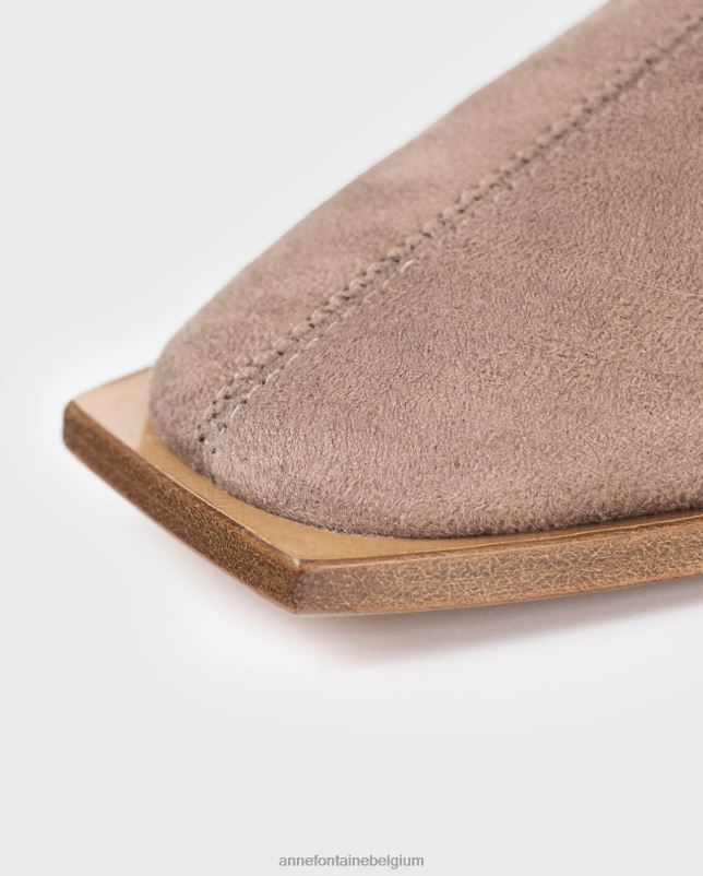 Anne Fontaine vrouwen journal laars suède laars met gestapelde hak schoenen grijs 06TRT14