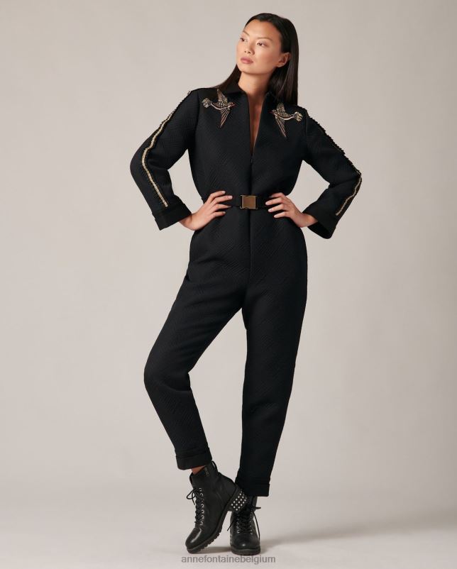 Anne Fontaine vrouwen nashville bootlaarzen met hak en metallic stud schoenen zwart 06TRT17