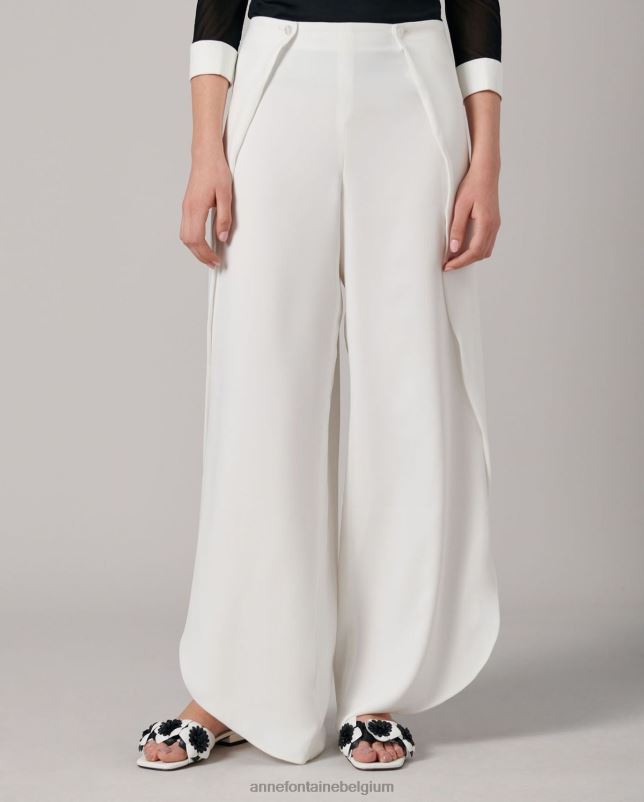 Anne Fontaine vrouwen Colorado sandaal leren platte sandalen met 3D-bloemen schoenen wit 06TRT18