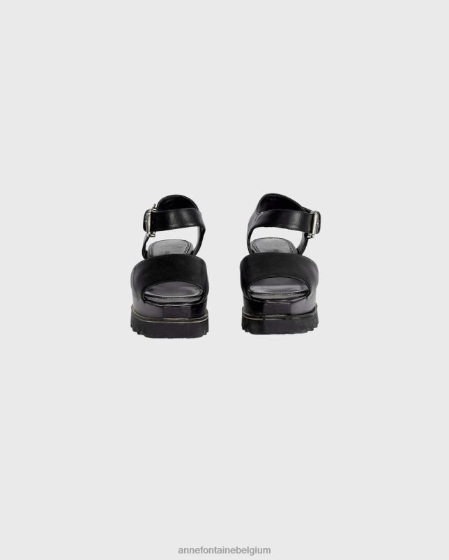 Anne Fontaine vrouwen Vitto sandaal leren sandalen met sleehak schoenen zwart 06TRT21