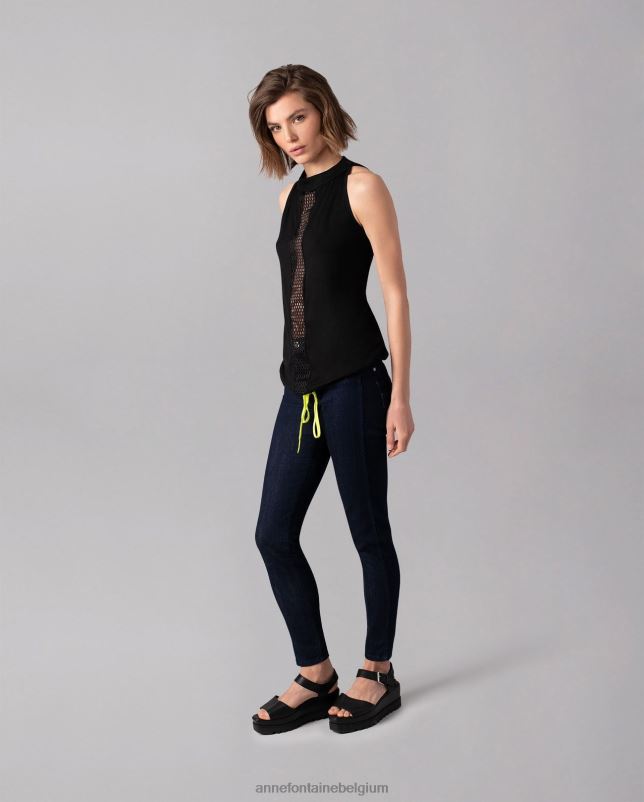 Anne Fontaine vrouwen Vitto sandaal leren sandalen met sleehak schoenen zwart 06TRT21