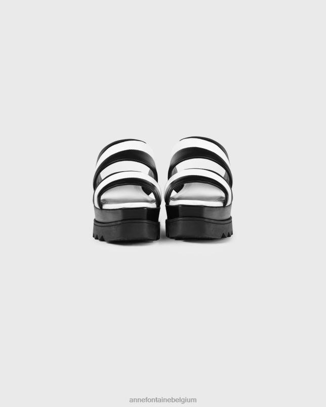 Anne Fontaine vrouwen arista flatform sandaal monochrome flatforms met dubbele bandjes schoenen zwart wit 06TRT20