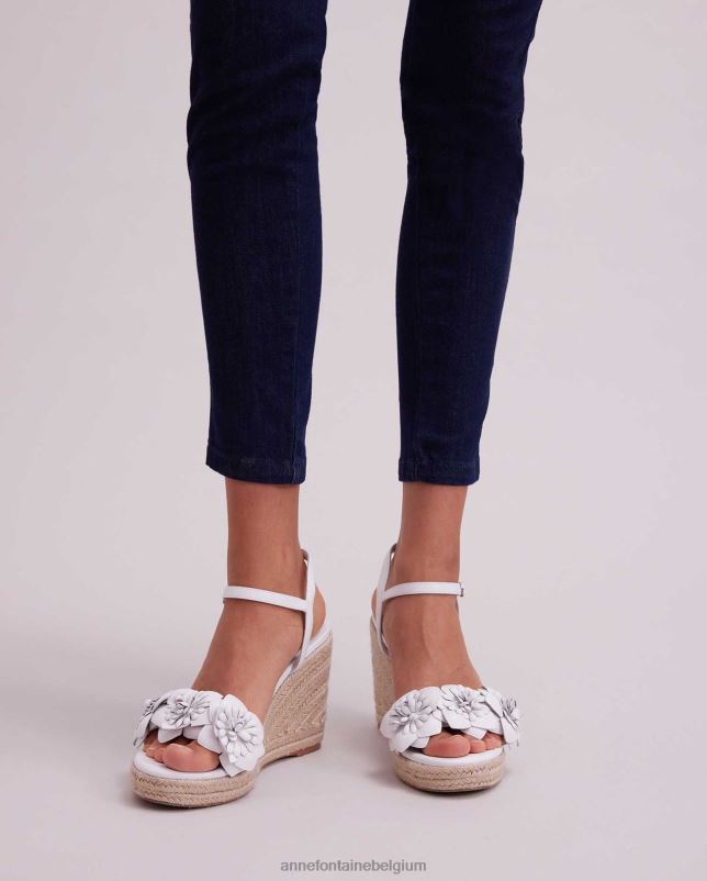 Anne Fontaine vrouwen olivia sleehak espadrille sleehak met bloemdetails schoenen wit 06TRT26