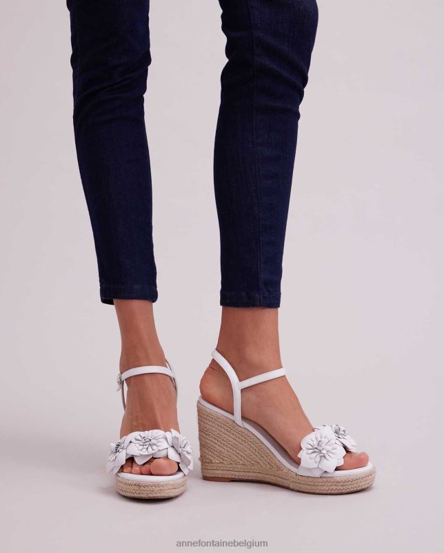 Anne Fontaine vrouwen olivia sleehak espadrille sleehak met bloemdetails schoenen wit 06TRT26