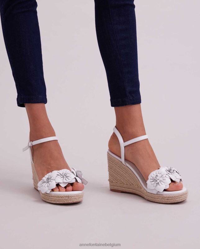 Anne Fontaine vrouwen olivia sleehak espadrille sleehak met bloemdetails schoenen wit 06TRT26