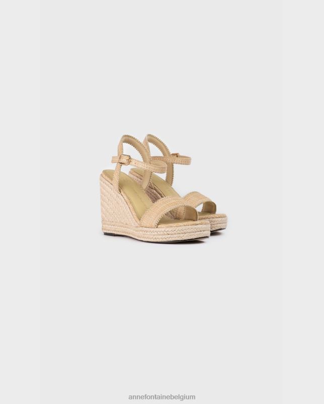 Anne Fontaine vrouwen oneca espadrille sleehaksandalen van natuurlijk jute met sleehak schoenen goud 06TRT25