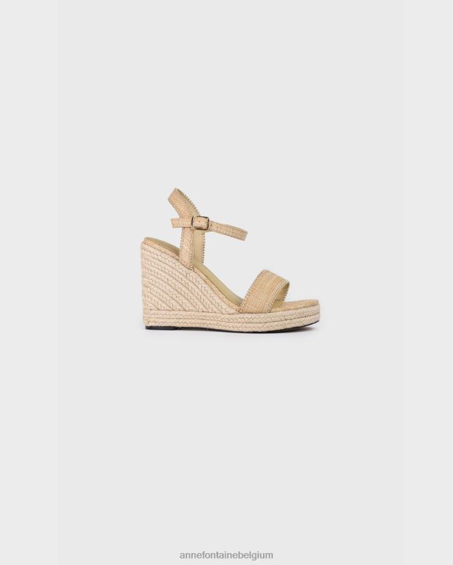 Anne Fontaine vrouwen oneca espadrille sleehaksandalen van natuurlijk jute met sleehak schoenen goud 06TRT25