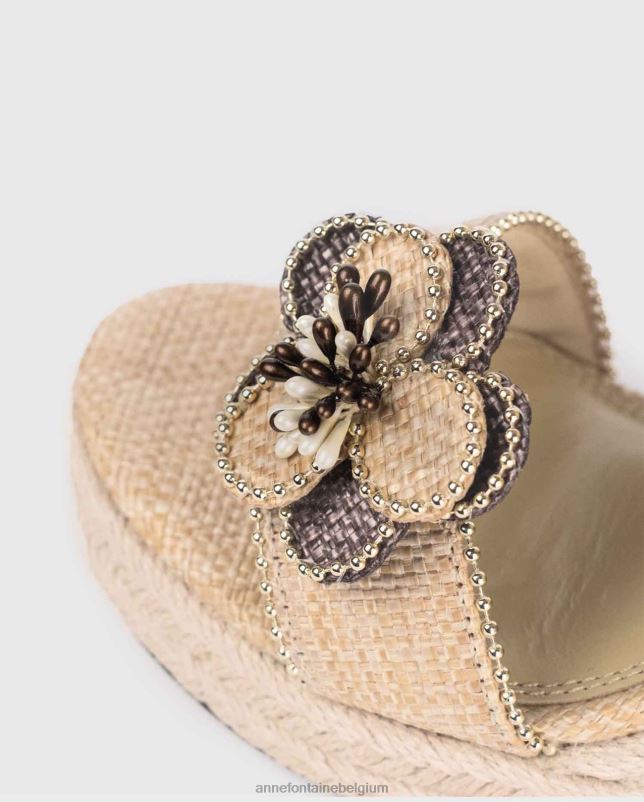 Anne Fontaine vrouwen oneca espadrille sleehaksandalen van natuurlijk jute met sleehak schoenen goud 06TRT25