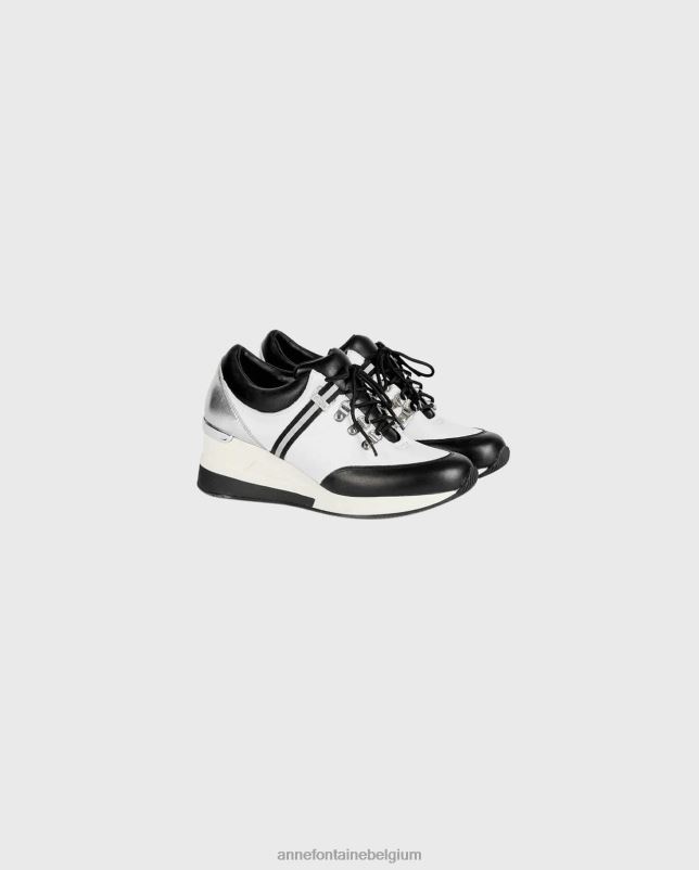 Anne Fontaine vrouwen bill-bw sneaker platform sneakers met traditionele veters aan de voorkant schoenen zwart wit 06TRT4