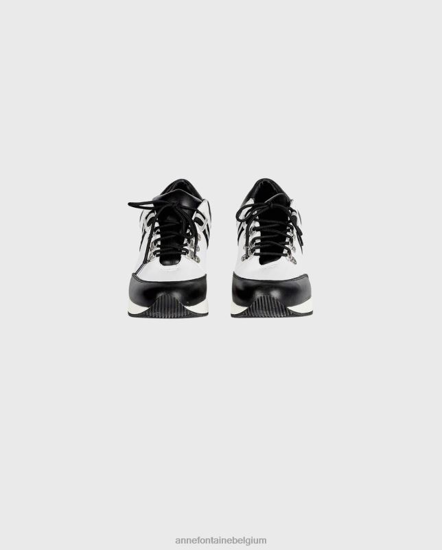 Anne Fontaine vrouwen bill-bw sneaker platform sneakers met traditionele veters aan de voorkant schoenen zwart wit 06TRT4