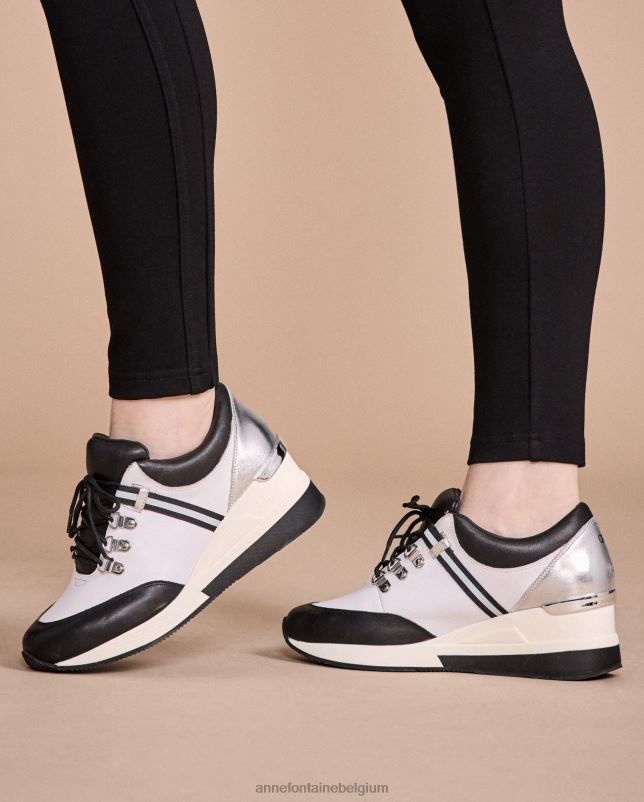 Anne Fontaine vrouwen bill-bw sneaker platform sneakers met traditionele veters aan de voorkant schoenen zwart wit 06TRT4