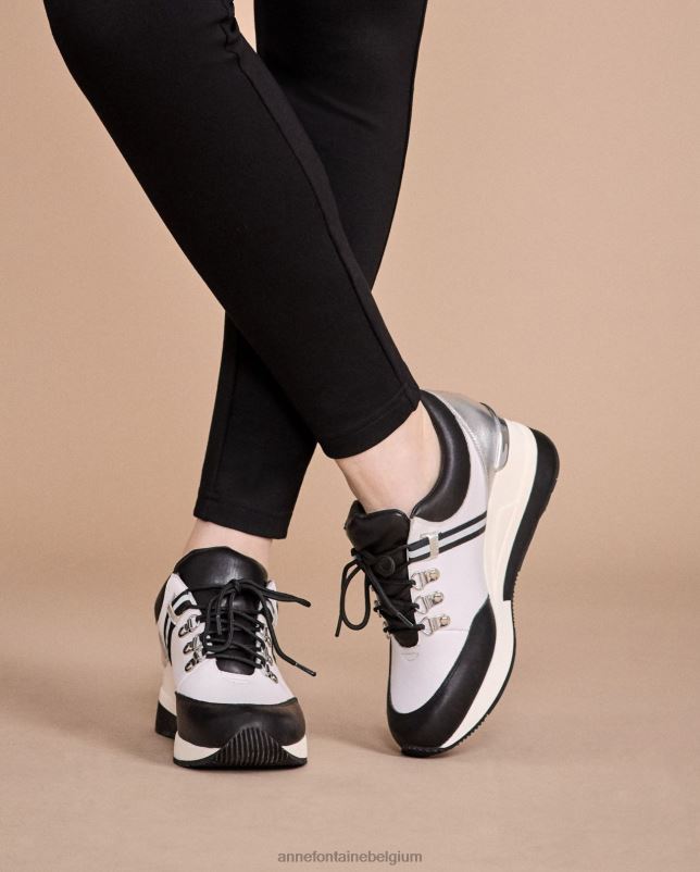 Anne Fontaine vrouwen bill-bw sneaker platform sneakers met traditionele veters aan de voorkant schoenen zwart wit 06TRT4