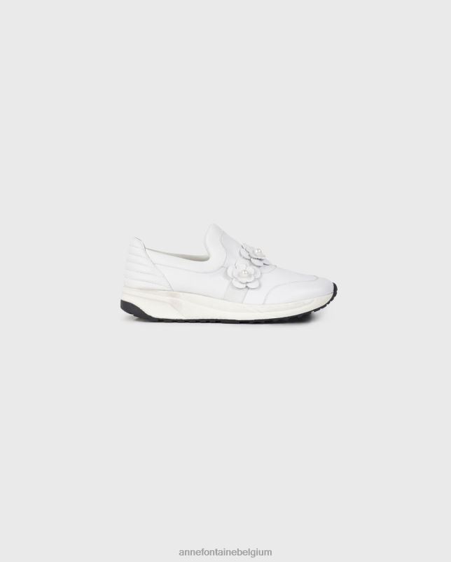 Anne Fontaine vrouwen owell sneaker slip-on sneaker met bloemendetails schoenen wit 06TRT2