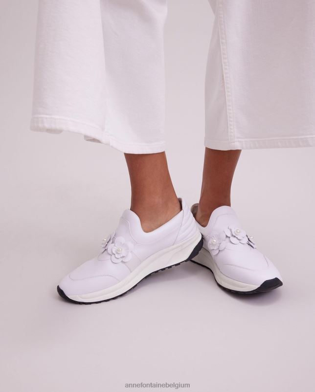 Anne Fontaine vrouwen owell sneaker slip-on sneaker met bloemendetails schoenen wit 06TRT2