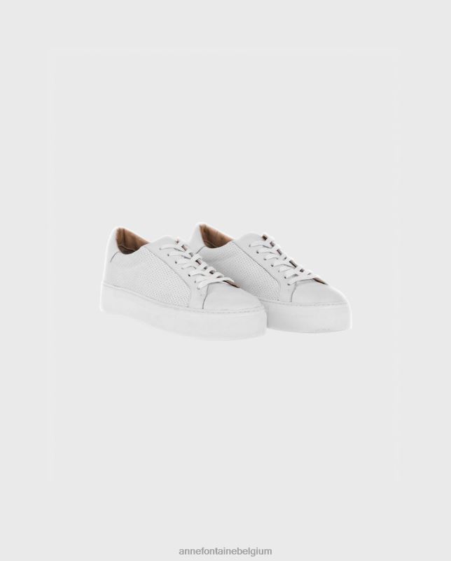 Anne Fontaine vrouwen ugo sneaker leren sneakers met afneembare bloemen schoenen wit 06TRT3