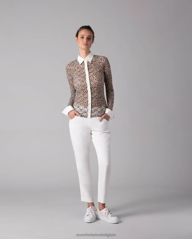 Anne Fontaine vrouwen ugo sneaker leren sneakers met afneembare bloemen schoenen wit 06TRT3