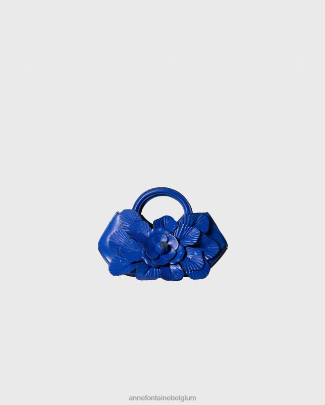 Anne Fontaine vrouwen Scarlett mini-handtas Kenmerkende leren mini-bloemenhandtas in ultra Tassen blauw 06TRT688