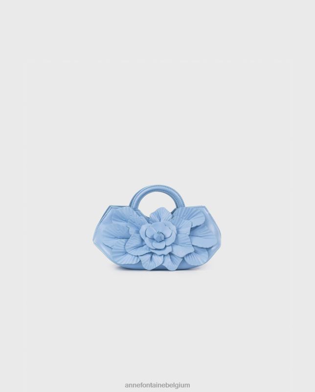 Anne Fontaine vrouwen Scarlett mini-handtas Kenmerkende leren mini-handtas met bloemen in Riviera Tassen blauw 06TRT683