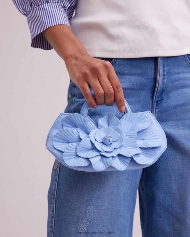Anne Fontaine vrouwen Scarlett mini-handtas Kenmerkende leren mini-handtas met bloemen in Riviera Tassen blauw 06TRT683