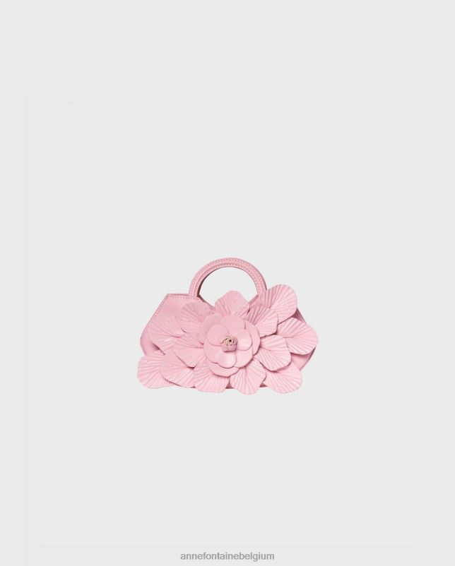 Anne Fontaine vrouwen Scarlett mini handtas kenmerkende leren mini bloemenhandtas Tassen bloemblaadje roze 06TRT686