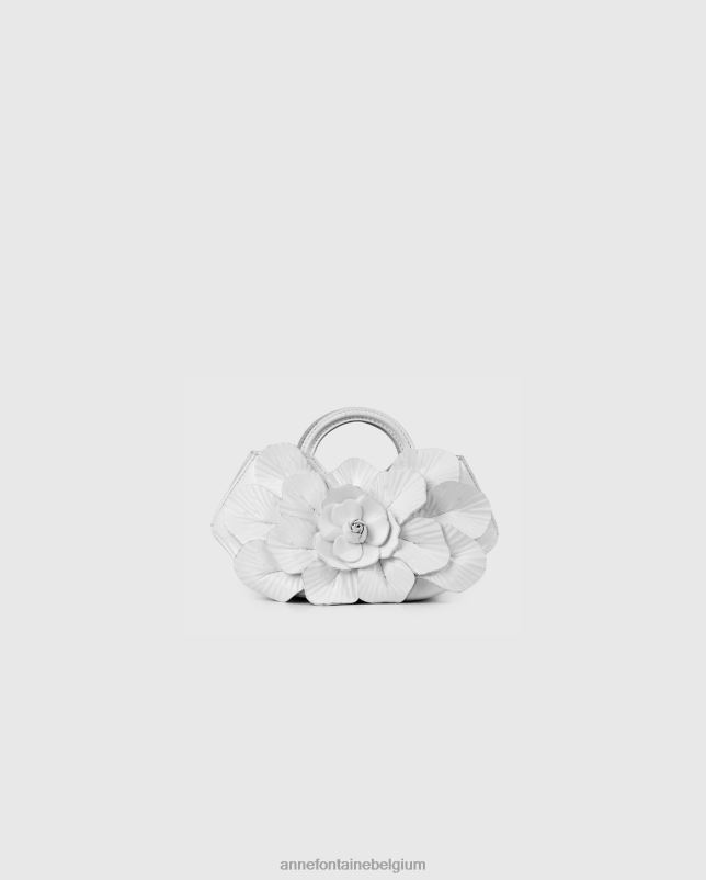 Anne Fontaine vrouwen Scarlett mini handtas kenmerkende leren mini bloemenhandtas Tassen wit 06TRT690